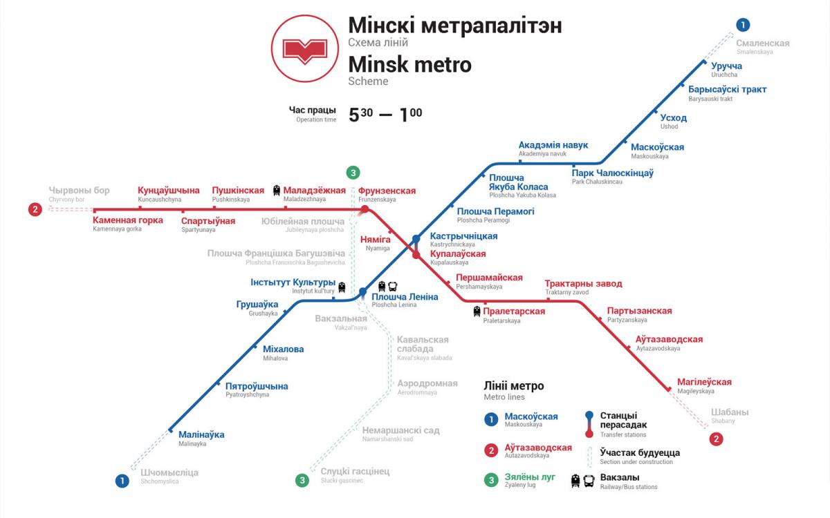 Новые названия станций минского метро
